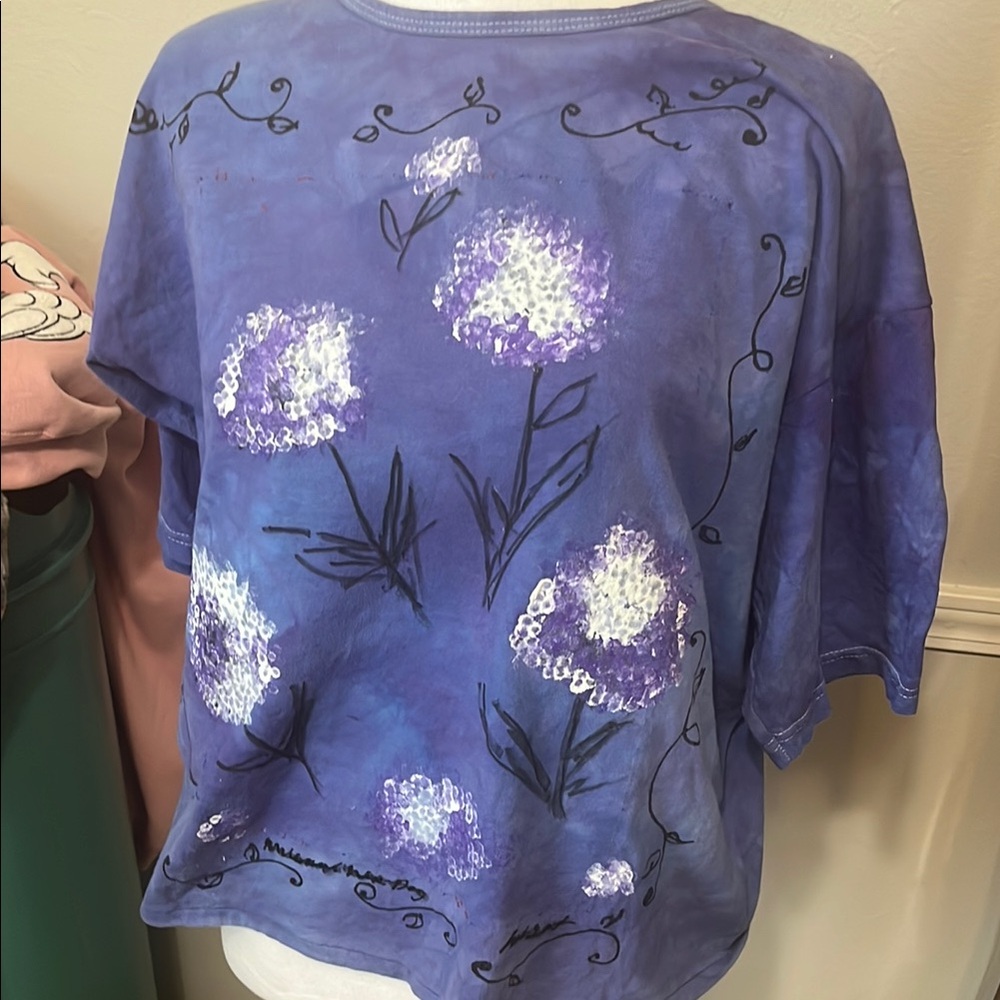 Floral Blue and Purple Women's Top